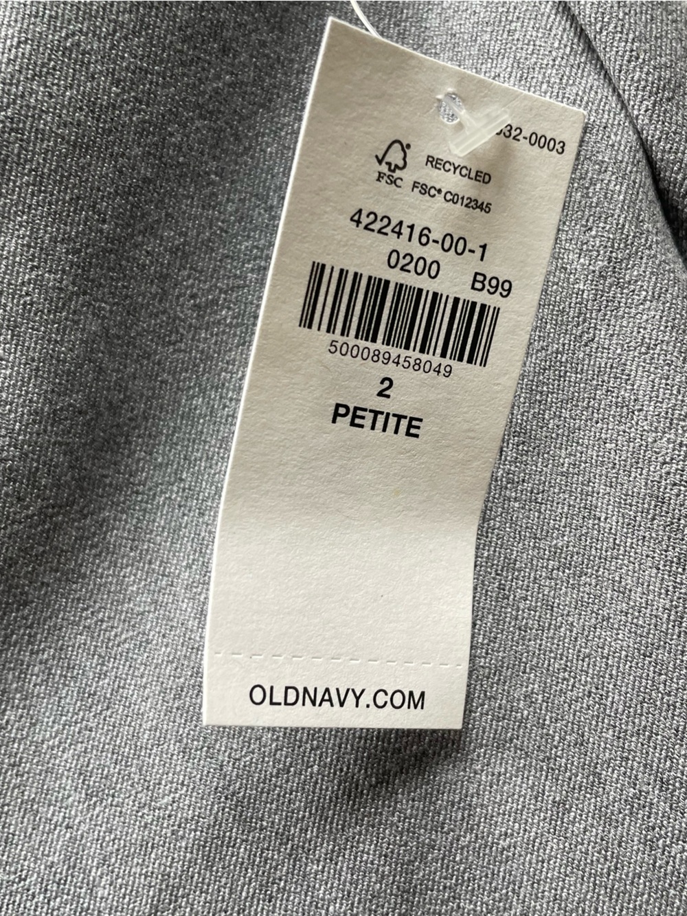 Old Navy Light Gray High Rise Straight Pixie Pants NWT Size 2 Petite - Picture 7 of 7